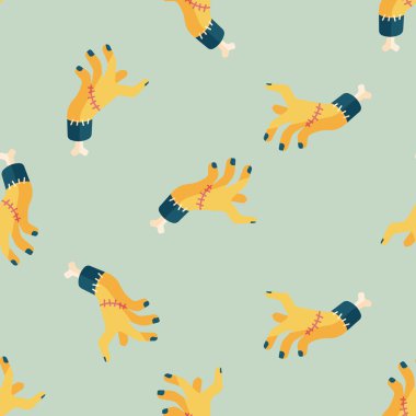 Cadılar Bayramı zombi el düz simgesi, eps10 Dikişsiz desen arka plan