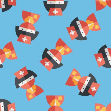 Tıp hemşireler düz simgesi Dikişsiz desen arka plan