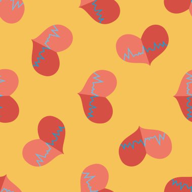 EKG kalp düz simgesi Dikişsiz desen arka plan