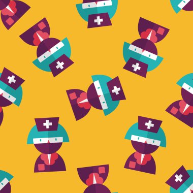 Tıp hemşireler düz simgesi Dikişsiz desen arka plan