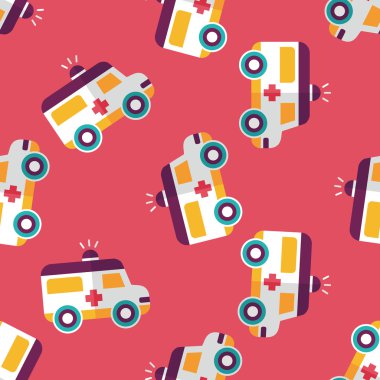 Ambulans düz simgesi Dikişsiz desen arka plan