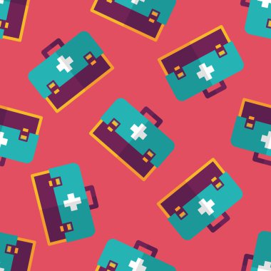 ilk yardım seti düz simgesi Dikişsiz desen arka plan