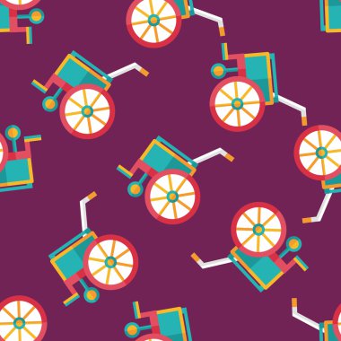 Tekerlekli sandalye düz simgesi Dikişsiz desen arka plan