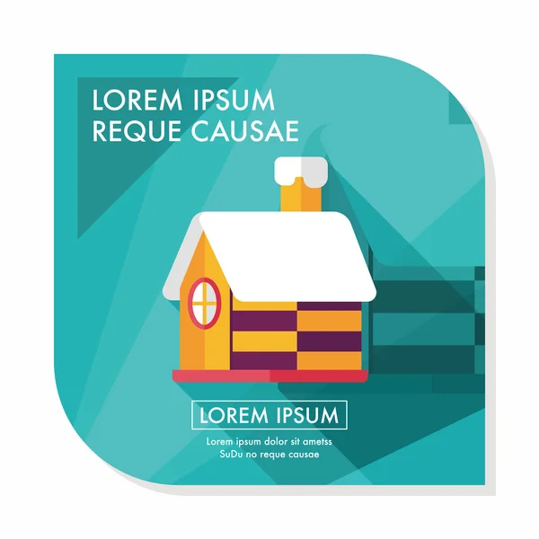 Різдвяний будинок плоский значок з довгою тінь, триває10 — стоковий вектор