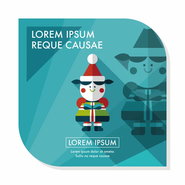 Christmas girl flat icon with long shadow, eps10 — стоковый вектор