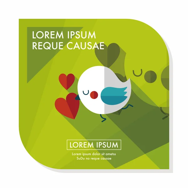 Valentine 's Day lover bird flat icon with long shadow, eps10 - Stok Vektor