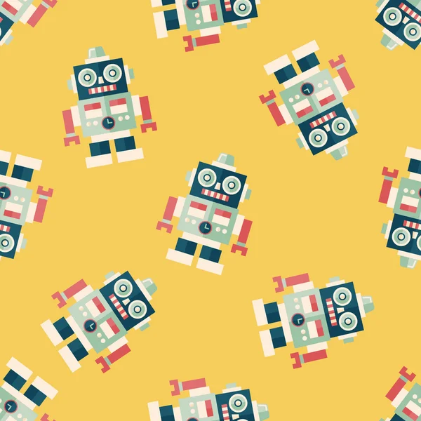 Vintage robot flat icon,eps 10 seamless pattern background — Stock Vector