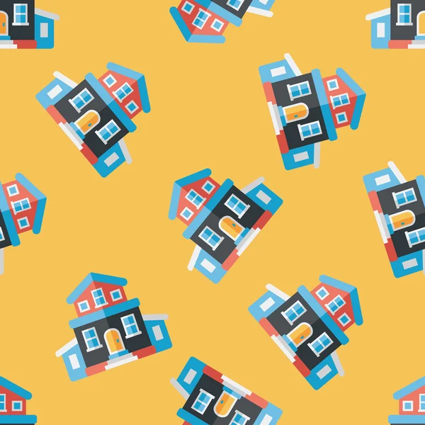 Gebäude Haus flache Ikone, eps10 nahtlose Muster Hintergrund — Stockvektor