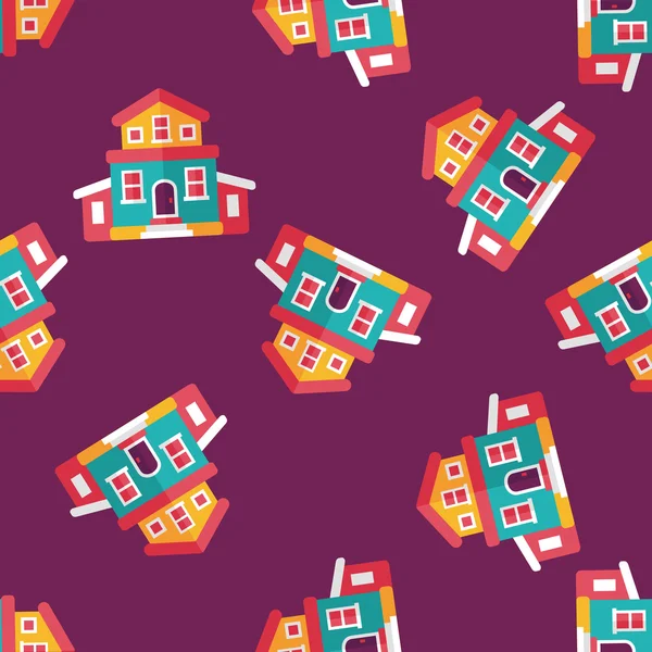 Building house flat icon, eps10 seamless pattern background — стоковый вектор