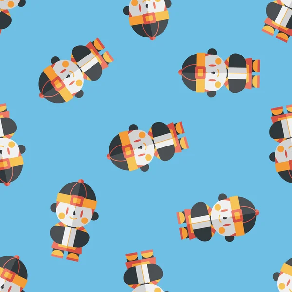 Chinese New Year boy flat icon, eps10 seamless pattern background — стоковый вектор