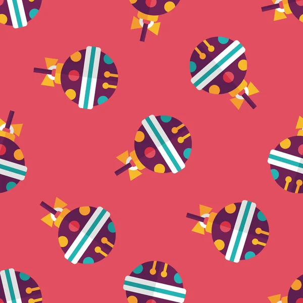 Icône plate de boule de Noël, fond de motif sans couture eps10 — Image vectorielle