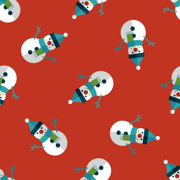 Snowman flat icon,eps10 seamless pattern background — Stock Vector