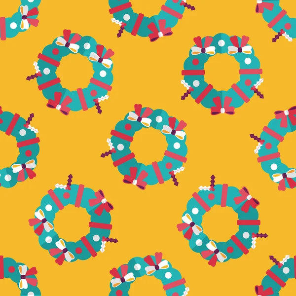 Christmas Holly Wreath flat icon, eps10 seamless pattern background — стоковый вектор