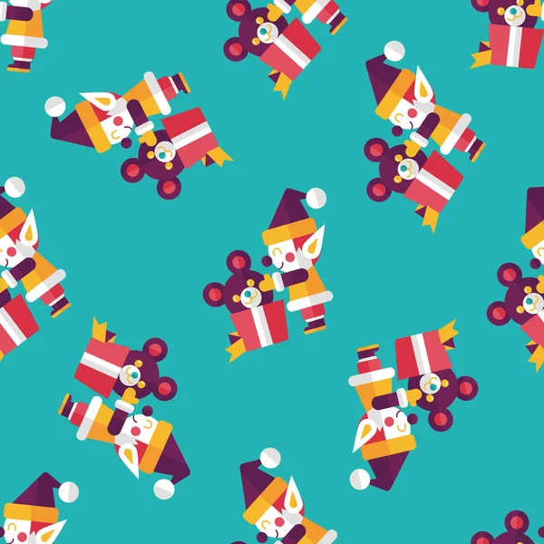 Kerstmis elf platte pictogram, eps10 naadloze patroon achtergrond — Stockvector
