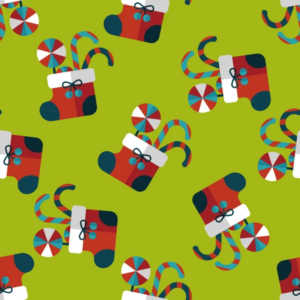 크리스마스 스타킹 플랫 아이콘, eps10 완벽 한 패턴 배경 — 스톡 벡터