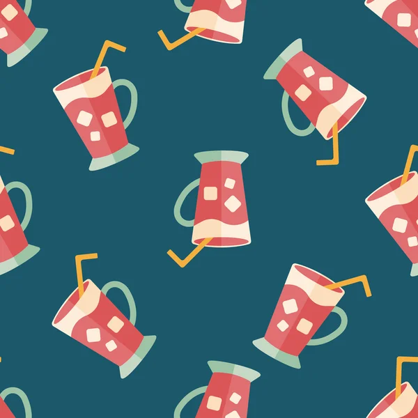 Ice drink flat icon, eps10 seamless pattern background — стоковый вектор