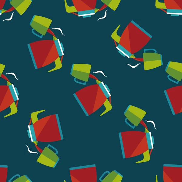 Icône plate de thé chaud, eps10 fond de motif sans couture — Image vectorielle