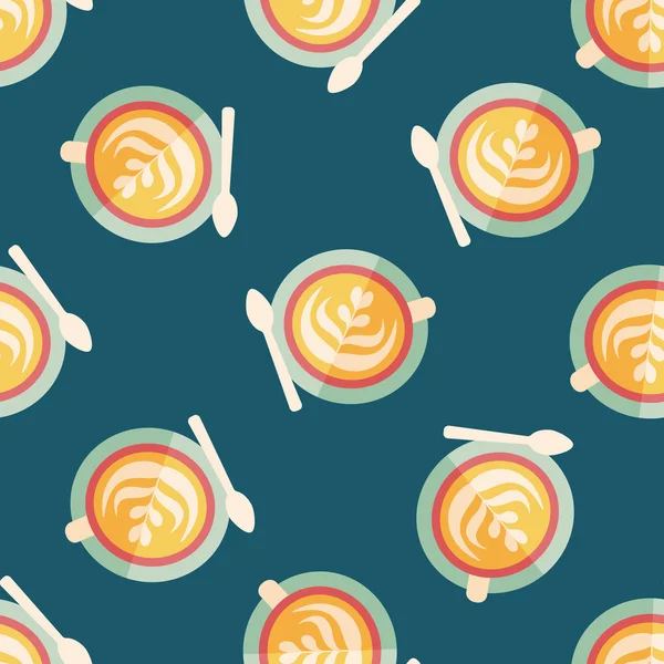 Café latte art icône plate, eps10 fond de motif sans couture — Image vectorielle