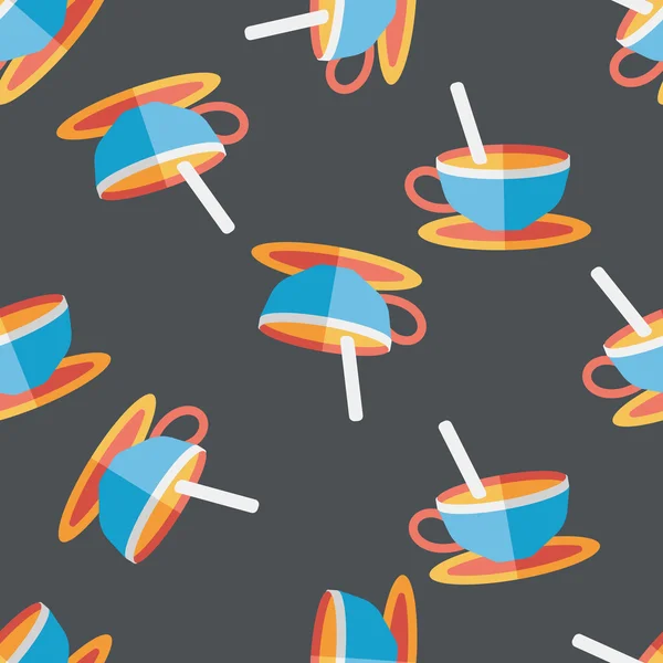 コーヒー フラット アイコン、eps10 のシームレスなパターン背景 — ストックベクタ