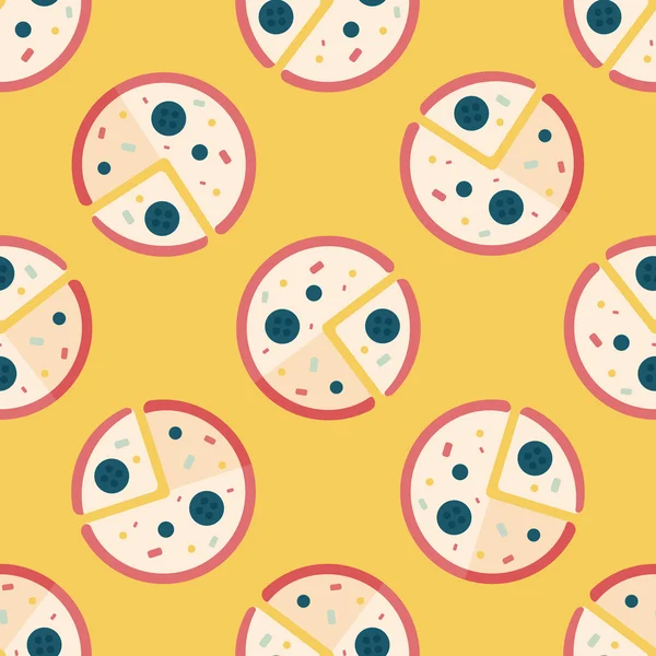 Icône plate pizza, eps10 fond de motif sans couture — Image vectorielle