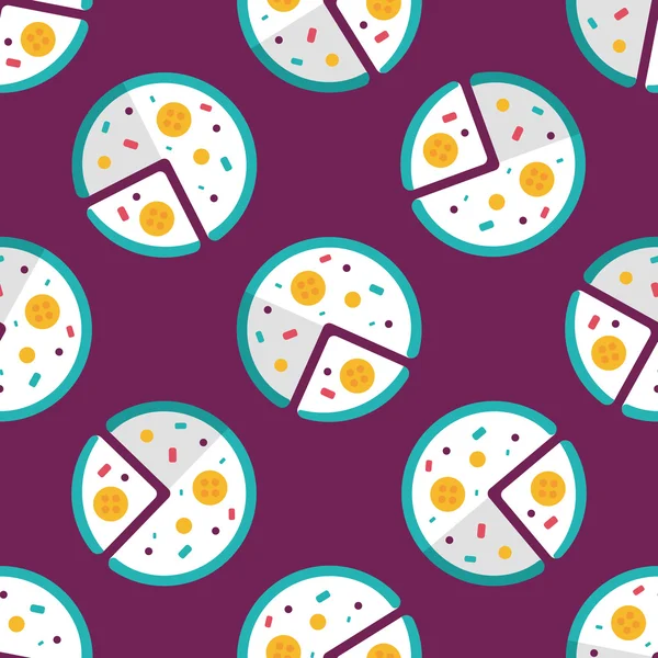 ピザ フラット アイコン、eps10 のシームレスなパターン背景 — ストックベクタ