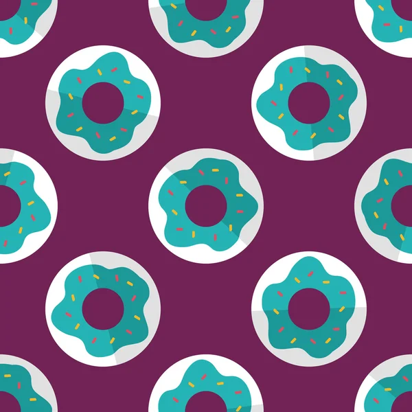 Donut icône plate, eps10 fond de motif sans couture — Image vectorielle