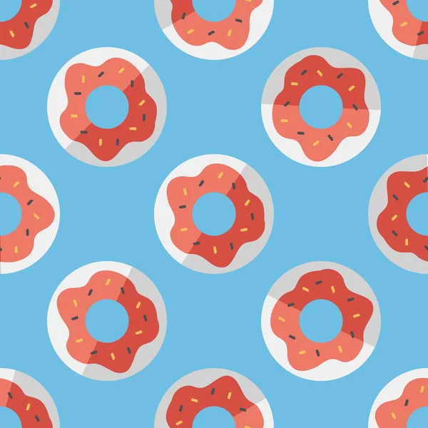 Donut flat icon, eps10 seamless pattern background — стоковый вектор