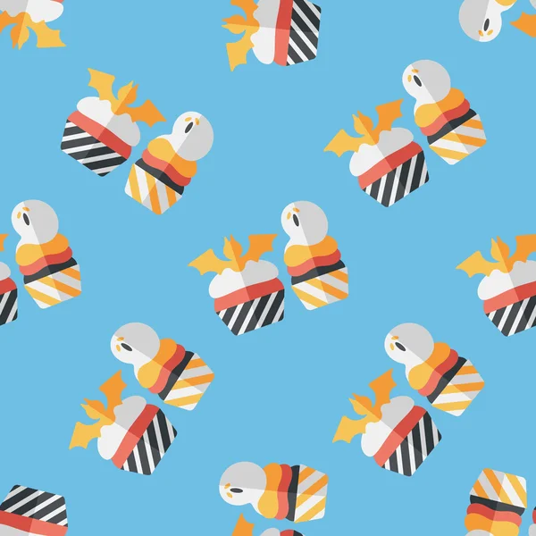 Cupcakes Halloween avec chauve-souris icône plate, eps10 fond de motif sans couture — Image vectorielle