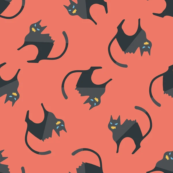 Evil cat flat icon, eps10 seamless pattern background — стоковый вектор