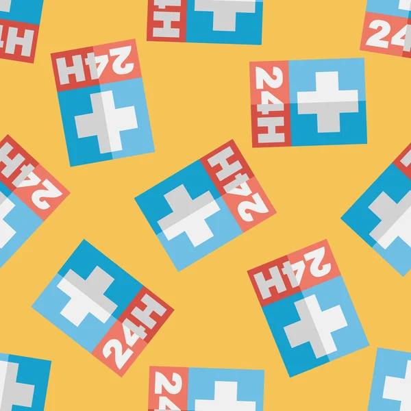 Hospitales 24 horas icono plano sin costuras patrón de fondo — Vector de stock