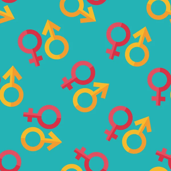 Gender symbol flat icon seamless pattern background — Stock Vector