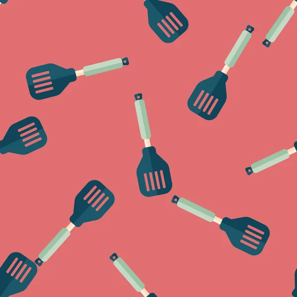 Kitchenware spatula flat icon,eps10 seamless pattern background — Stock Vector