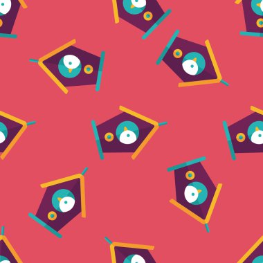 Evde beslenen hayvan kuş evi düz simgesi, eps10 Dikişsiz desen arka plan