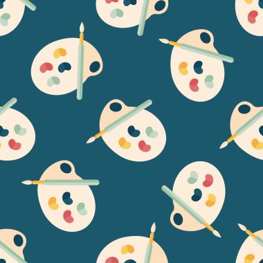 Sanat palet boya fırça düz simgesini eps 10 Dikişsiz desen arka plan ile