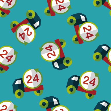 24 saat yük taşıma düz simgesi, alışveriş e Dikişsiz desen arka plan