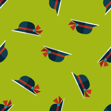 Kadın düz simgesi Dikişsiz desen arka plan şapka