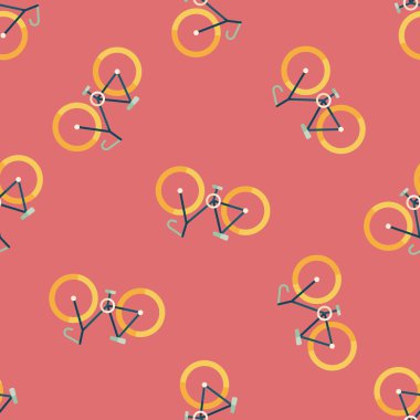 Bisiklet düz simgesi Dikişsiz desen arka plan