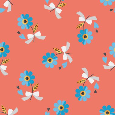 Sevgililer günü çiçek düz simgesi, eps10 Dikişsiz desen arka plan