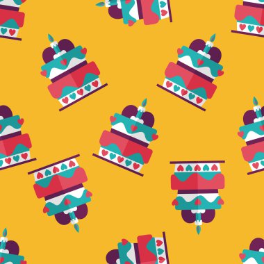 Sevgililer günü pastası düz simgesi, eps10 Dikişsiz desen arka plan