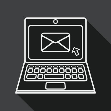 dizüstü düz simgesi ile uzun gölge, satırı simgesi