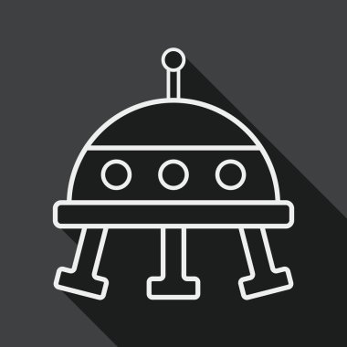 Uzay Ufo düz simgesi uzun gölge, eps10, satırı simgesi