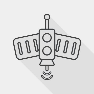 Space Satellite flat icon with long shadow, line icon