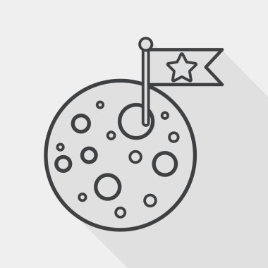 Uzay ay düz simgesi ile uzun gölge, satırı simgesi