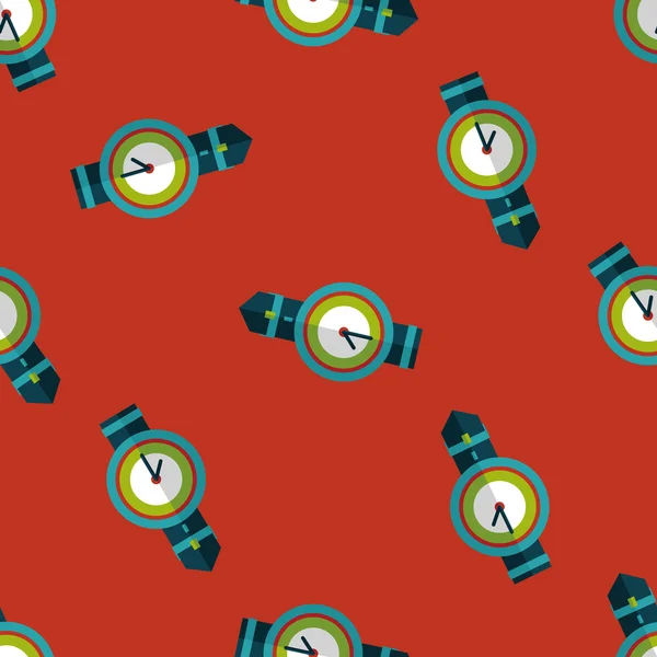 Watch flat icon, eps10 seamless pattern background — стоковый вектор