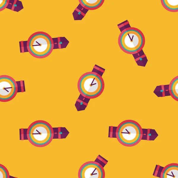 Horloge platte pictogram, eps10 naadloze patroon achtergrond — Stockvector