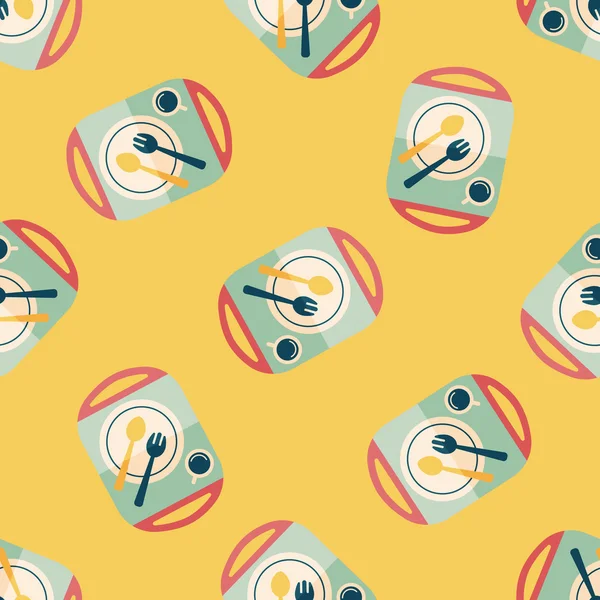 Vaisselle et couverts icône plate fond de motif sans couture — Image vectorielle