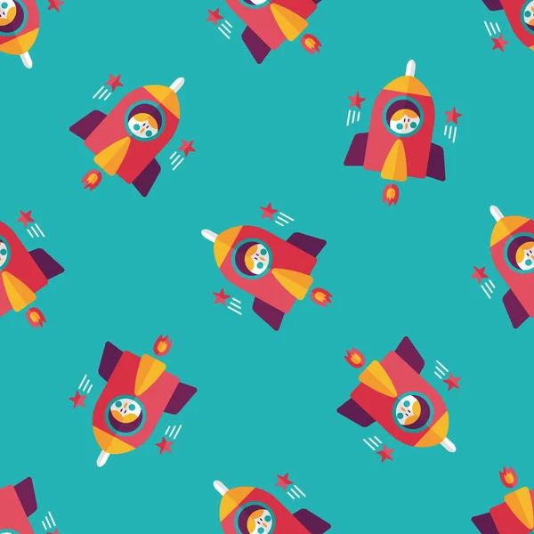 Space rocket and astronaut flat icon,eps10 seamless pattern background — Stock Vector