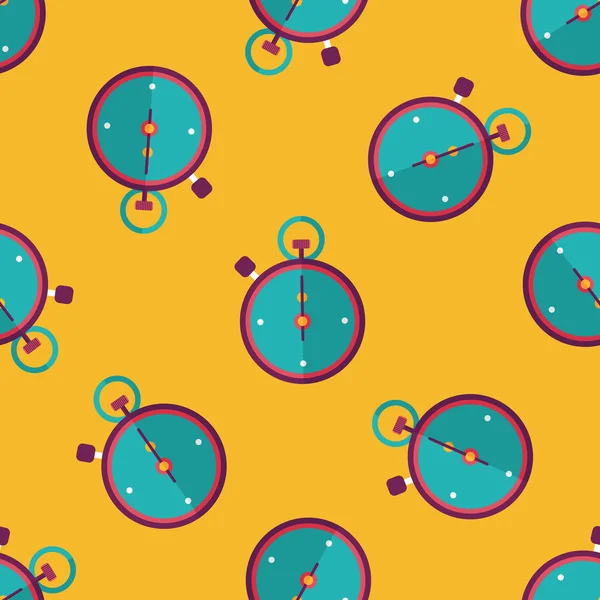 Stopwatch flat icon, eps10 seamless pattern background — стоковый вектор