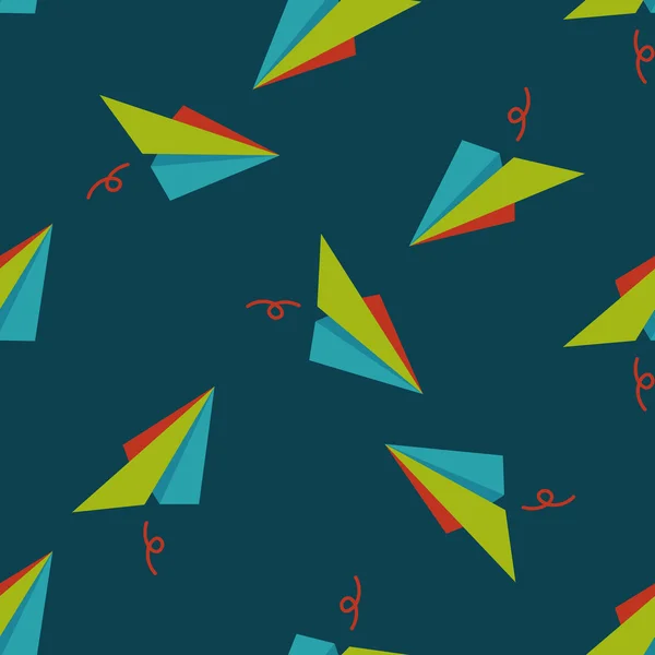 Papier vliegtuig platte pictogram naadloze patroon achtergrond — Stockvector