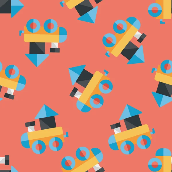 Zug Spielzeug flache Ikone, Folge 10 nahtlose Muster Hintergrund — Stockvektor